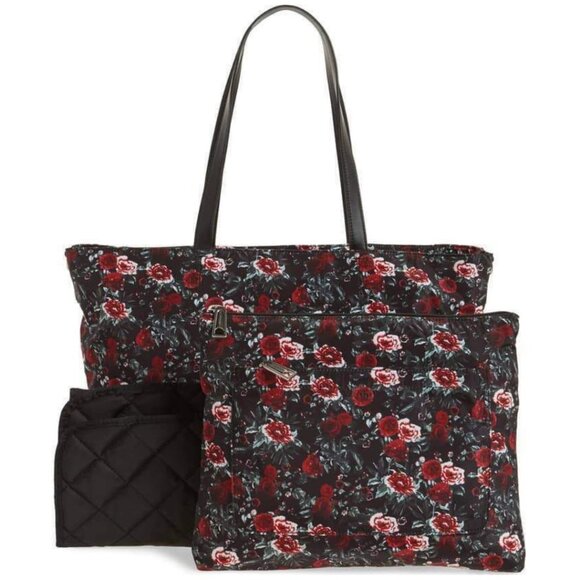 Rebecca Minkoff Baby Diaper Bag Black Nylon Large Floral Tote w/ Changing Pad - Picture 5 of 9